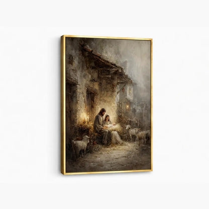 Holy Family nativity Christian canvas art with Mary Joseph and baby Jesus