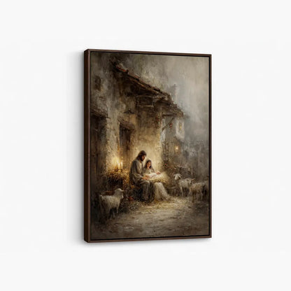 Holy Family nativity Christian canvas art with Mary Joseph and baby Jesus