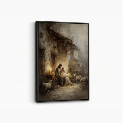 Holy Family nativity Christian canvas art with Mary Joseph and baby Jesus