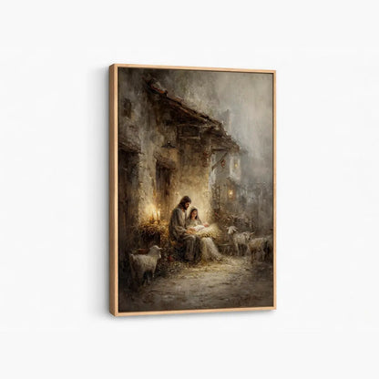 Holy Family nativity Christian canvas art with Mary Joseph and baby Jesus