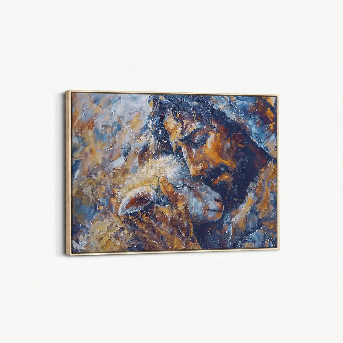 Jesus and the Lamb Christian canvas art symbolizing compassion and redemption