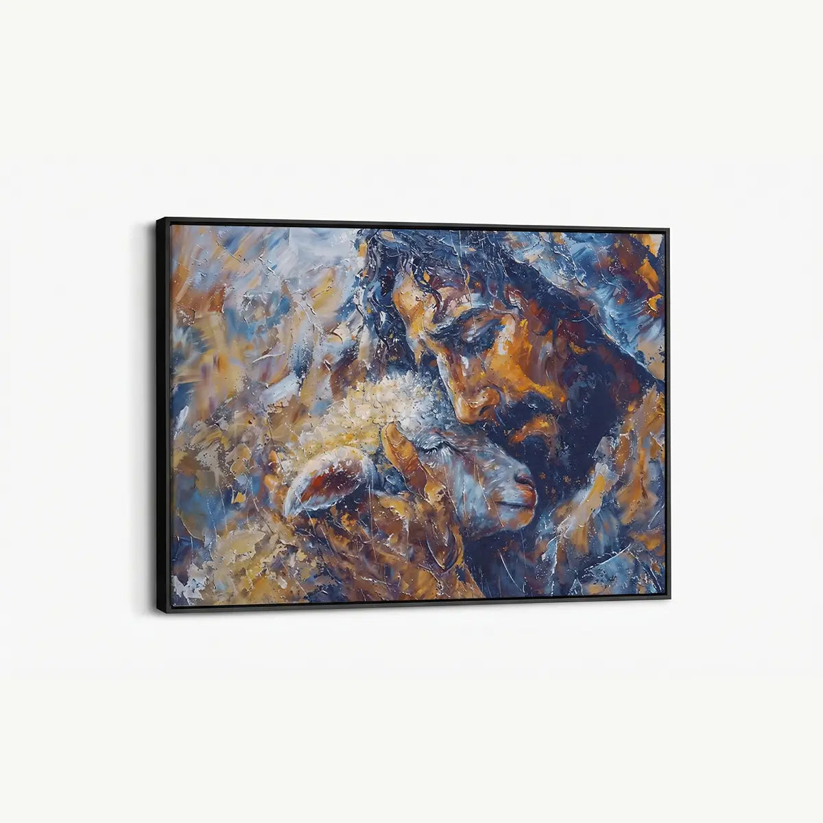 Jesus and the Lamb Christian canvas art symbolizing compassion and redemption