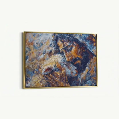 Jesus and the Lamb Christian canvas art symbolizing compassion and redemption