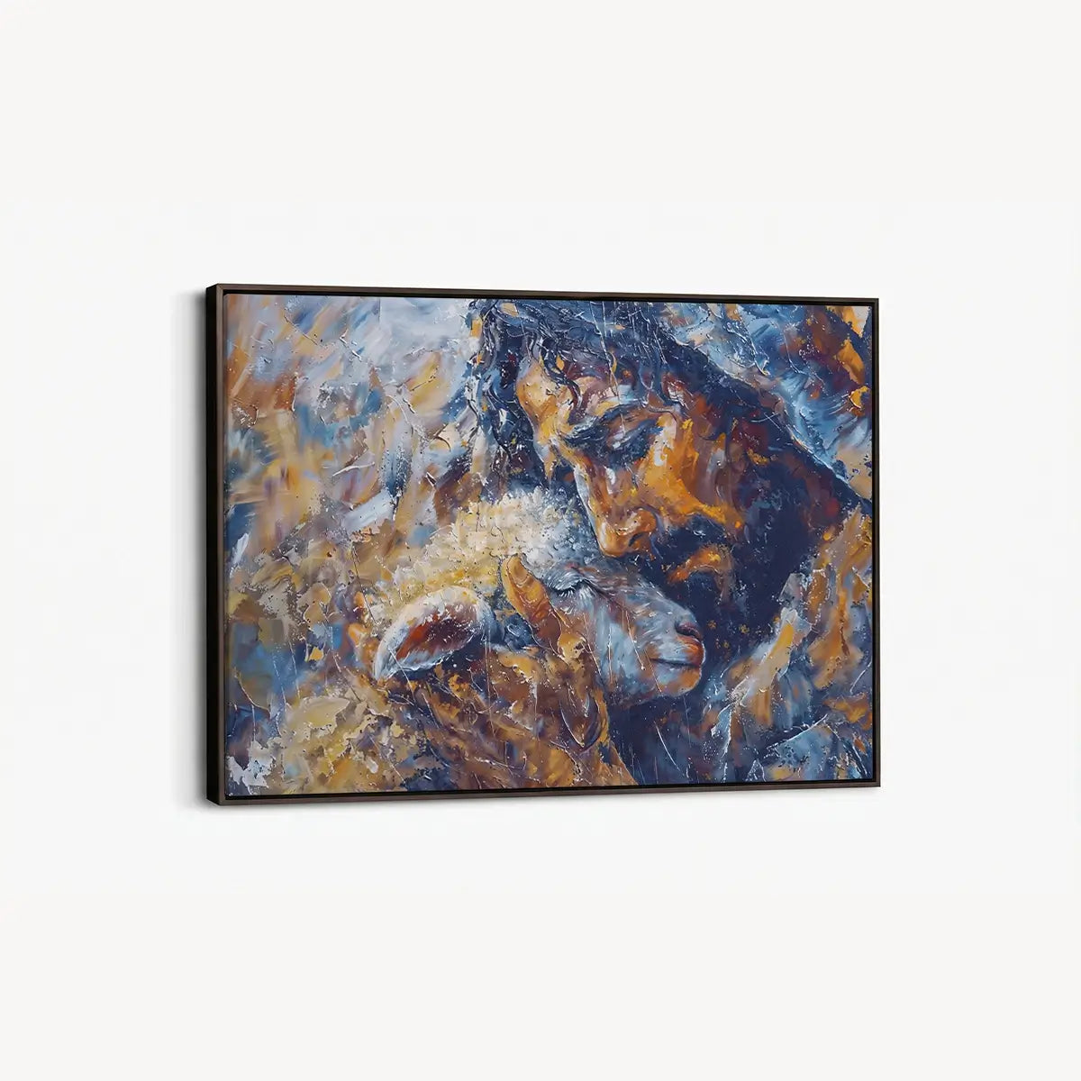 Jesus and the Lamb Christian canvas art symbolizing compassion and redemption