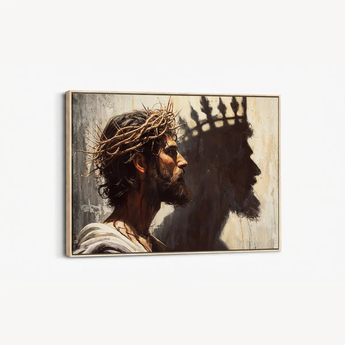 Jesus is King Christian canvas art showing Christ crowned with thorns
