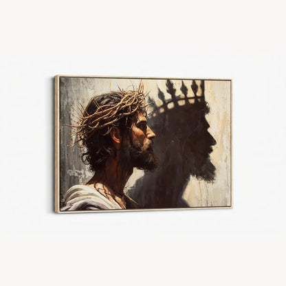Jesus is King Christian canvas art showing Christ crowned with thorns
