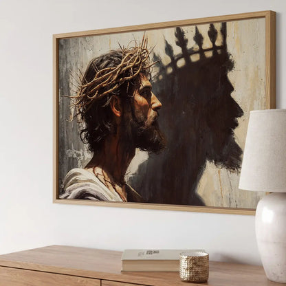 Jesus is King Christian canvas art showing Christ crowned with thorns