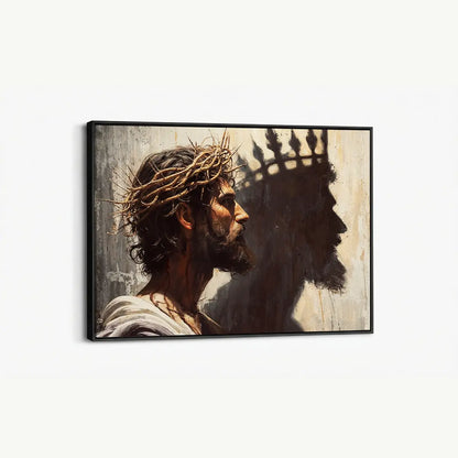 Jesus is King Christian canvas art showing Christ crowned with thorns
