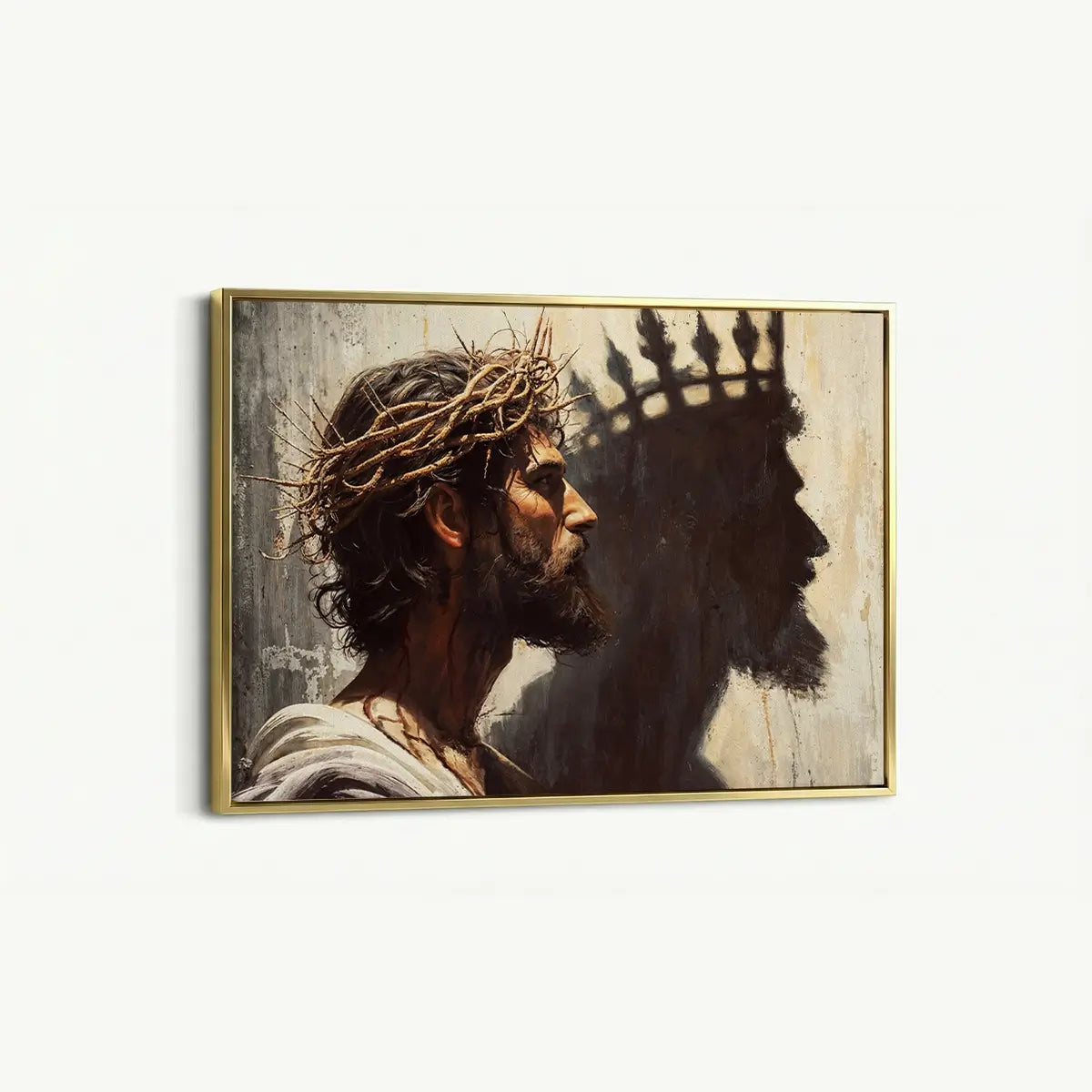 Jesus is King Christian canvas art showing Christ crowned with thorns