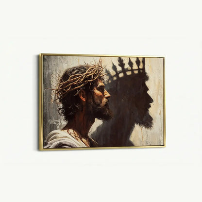 Jesus is King Christian canvas art showing Christ crowned with thorns