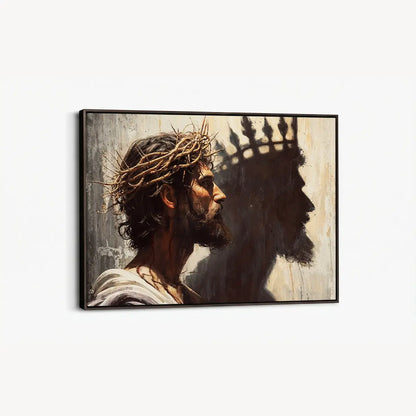 Jesus is King Christian canvas art showing Christ crowned with thorns
