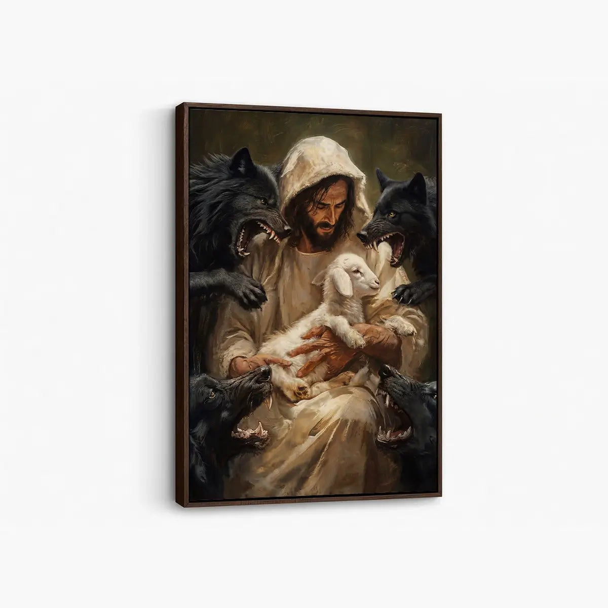 Jesus protects the lamb Good Shepherd Christian canvas art