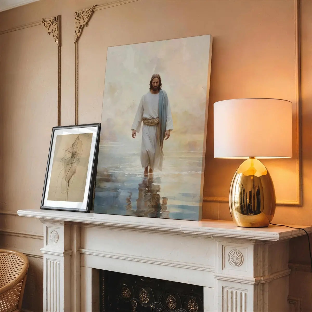 Jesus walks on water Christian canvas wall art