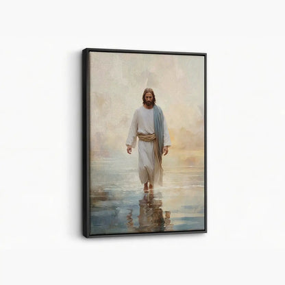 Jesus walks on water Christian canvas wall art