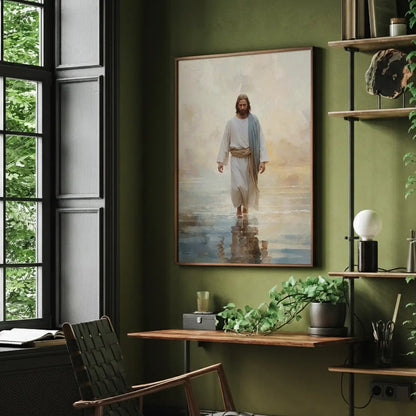 Jesus walks on water Christian canvas wall art