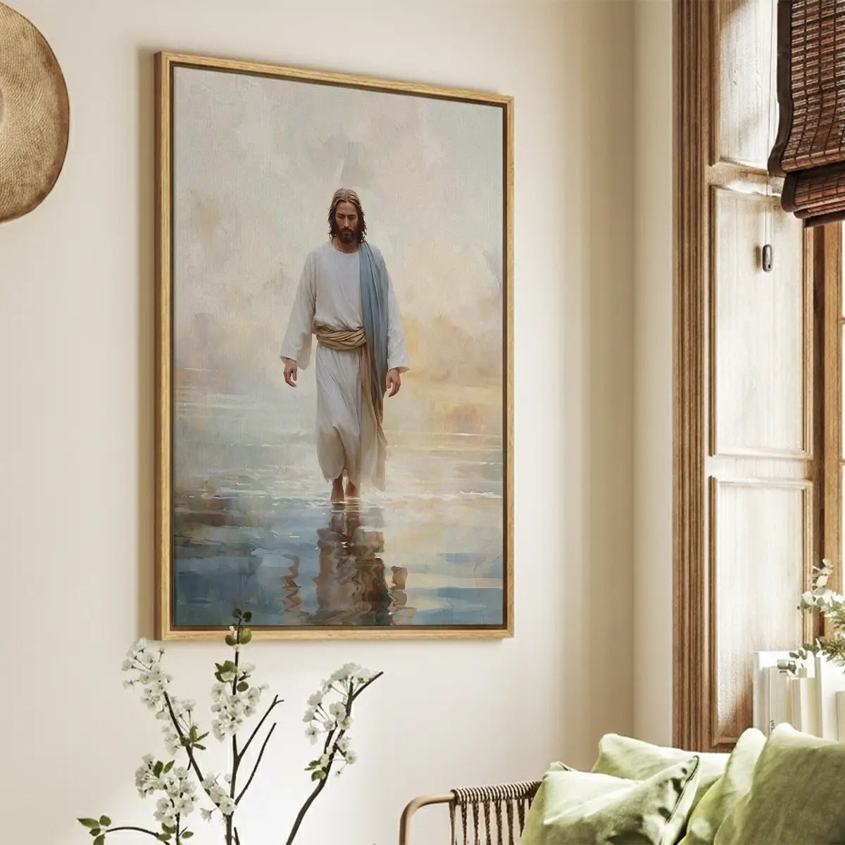 Jesus walks on water Christian canvas wall art
