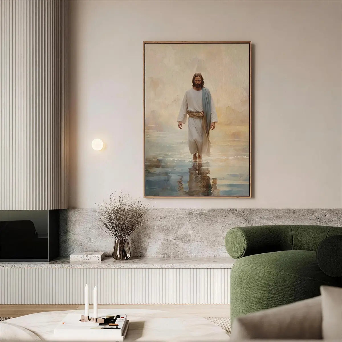 Jesus walks on water Christian canvas wall art