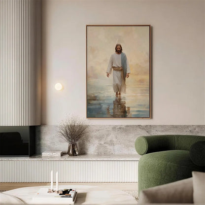 Jesus walks on water Christian canvas wall art