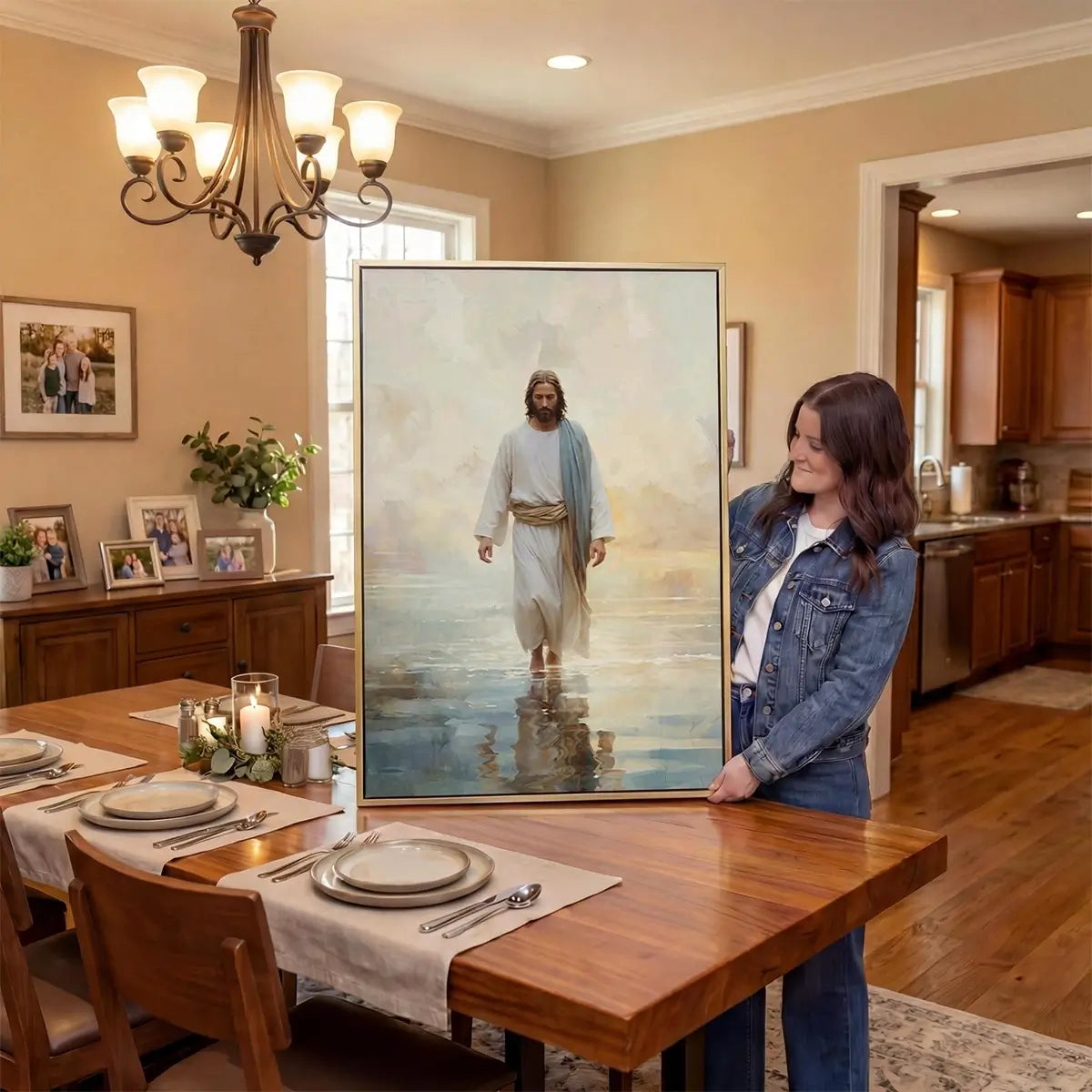 Jesus walks on water Christian canvas wall art