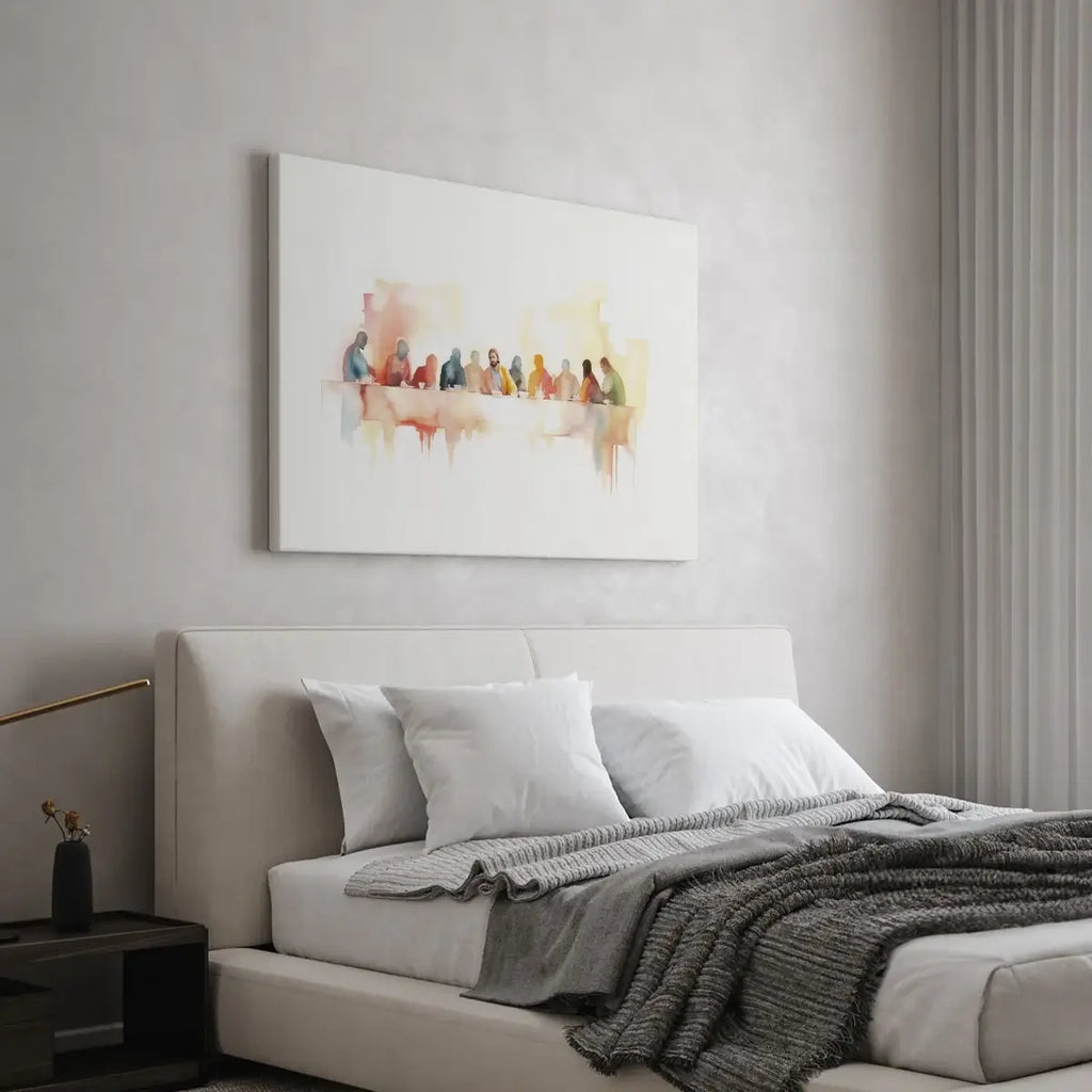Contemporary Christian canvas wall art with abstract figures