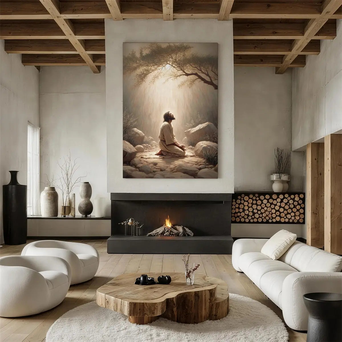 Prayer in Gethsemane Christian wall art displayed in a prayer room