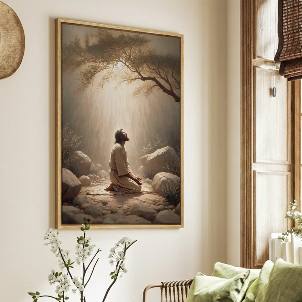 Prayer in Gethsemane Christian canvas art showing Jesus praying