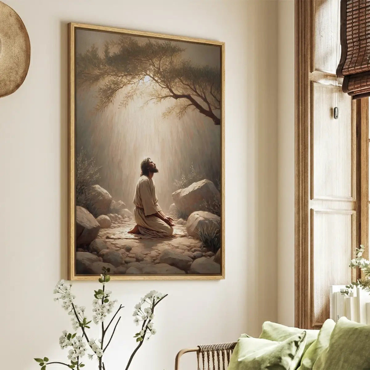 Prayer in Gethsemane Christian canvas art showing Jesus praying