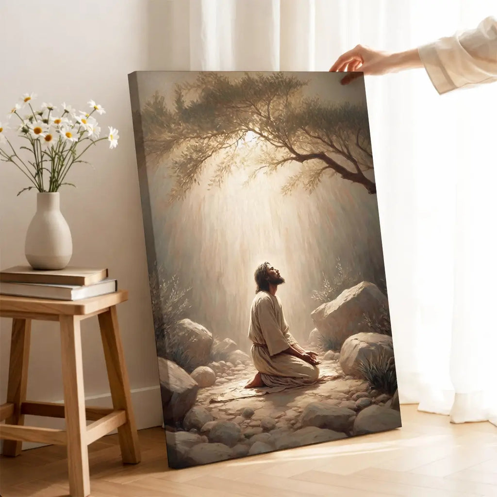 Prayer in Gethsemane Christian canvas art showing Jesus praying