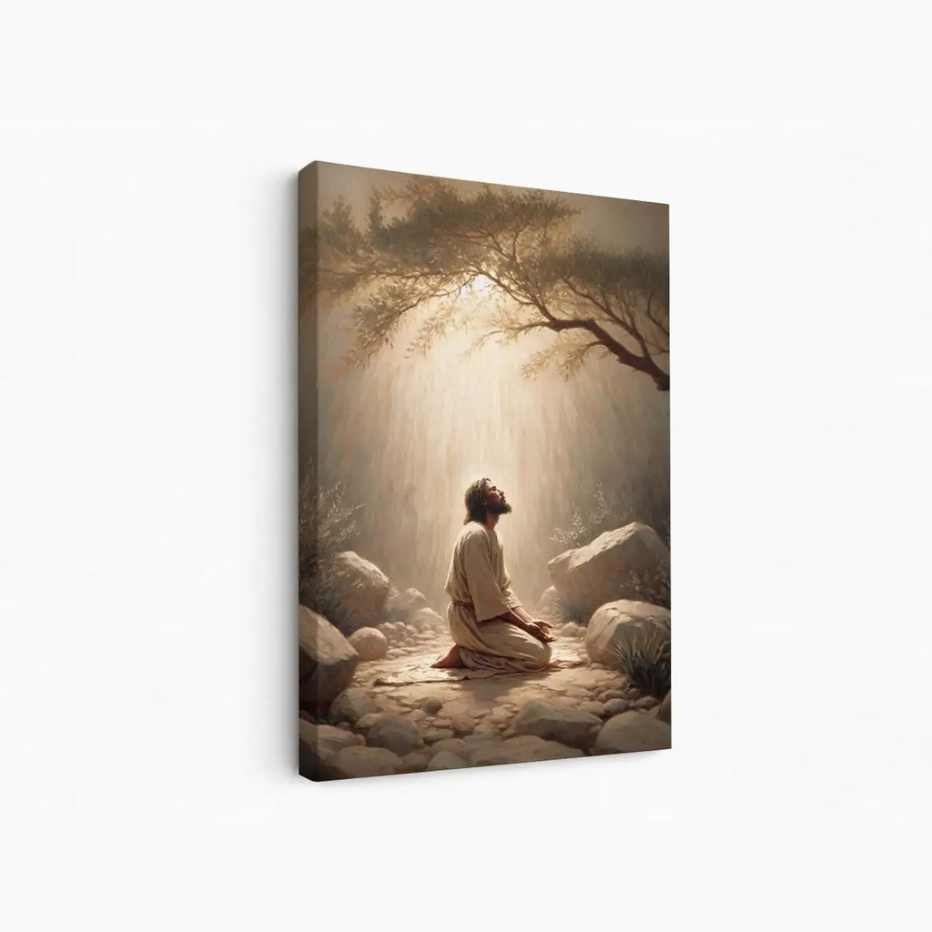 Prayer in Gethsemane Christian canvas art showing Jesus praying