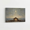 Starry birth of Jesus Christian canvas art depicting the nativity under the night sky