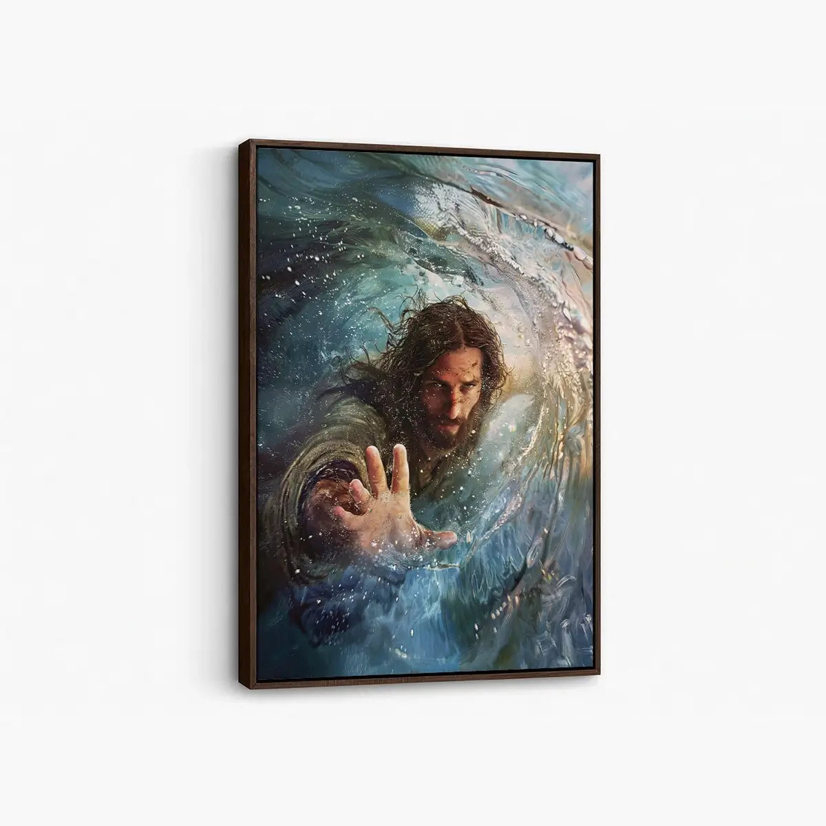 The Hand of God Christian canvas art showing God reaching through the storm