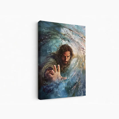 The Hand of God Christian canvas art showing God reaching through the storm