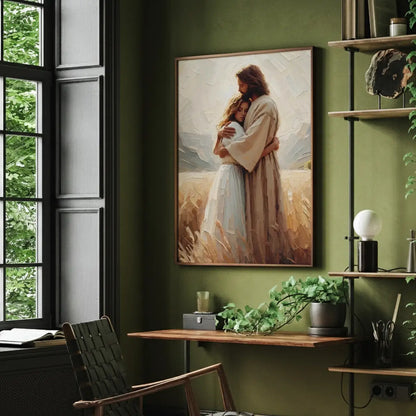 The healing embrace of Jesus Christian canvas art