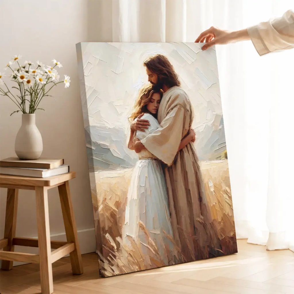 The healing embrace of Jesus Christian canvas art
