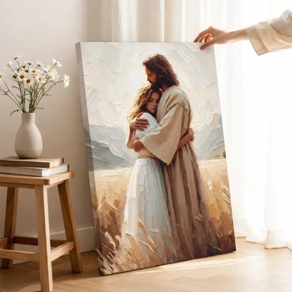 The healing embrace of Jesus Christian canvas art