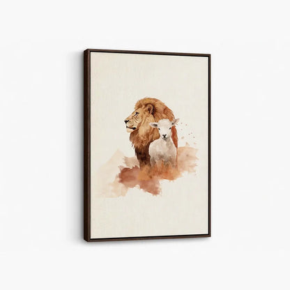The Lion and the Lamb Christian canvas art symbolizing peace and redemption