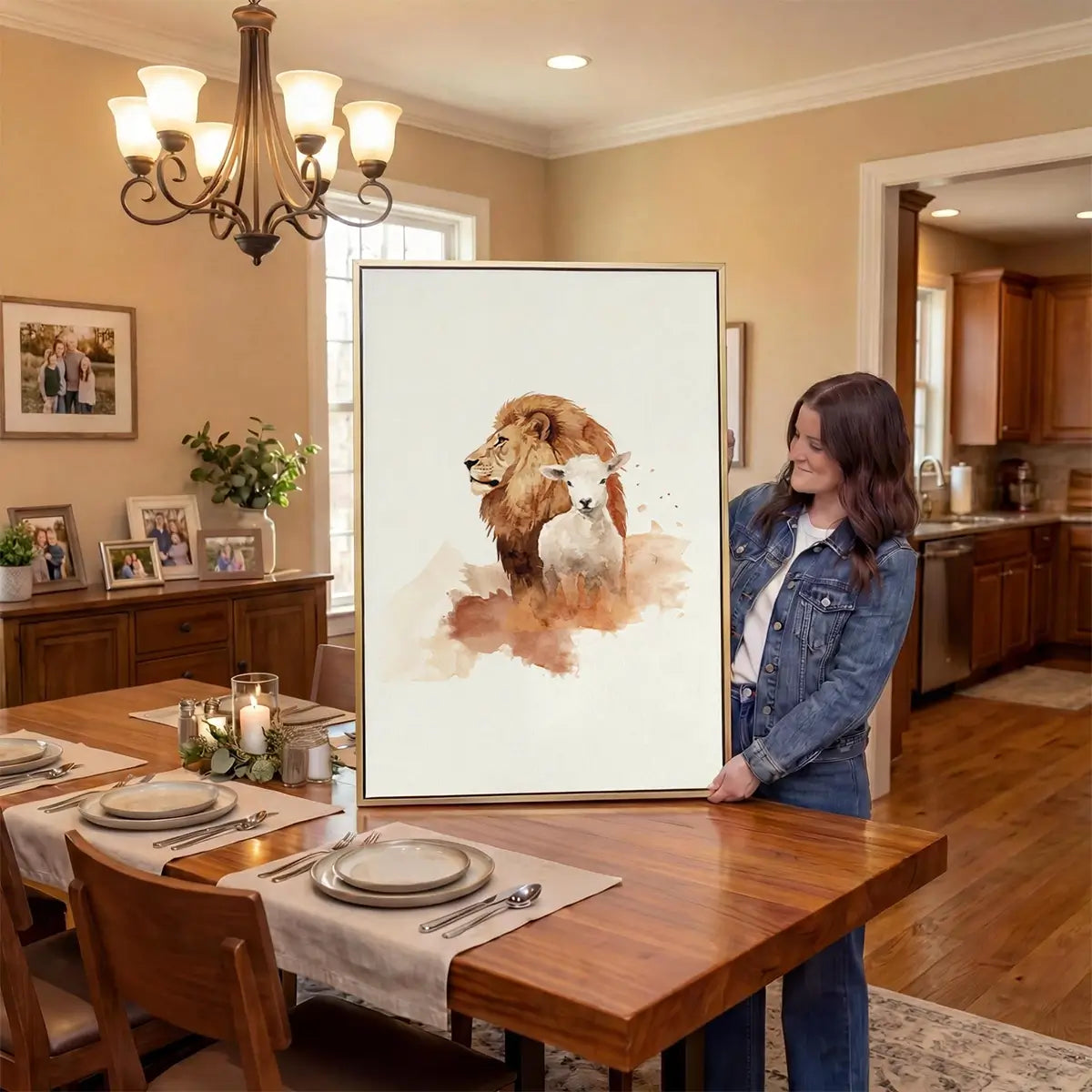 The Lion and the Lamb Christian canvas art symbolizing peace and redemption