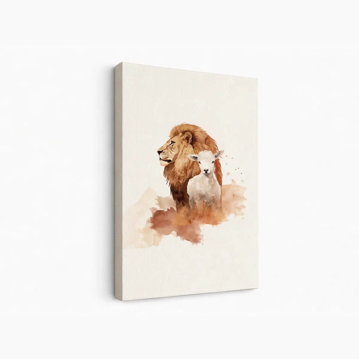 The Lion and the Lamb Christian canvas art symbolizing peace and redemption