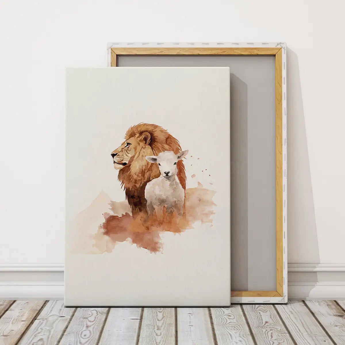 The Lion and the Lamb Christian canvas art symbolizing peace and redemption