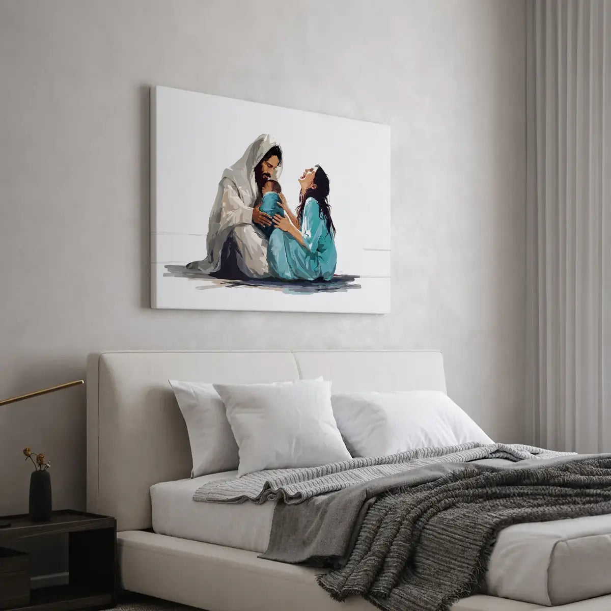 The Lord Holds My Heart Christian wall art in a peaceful bedroom