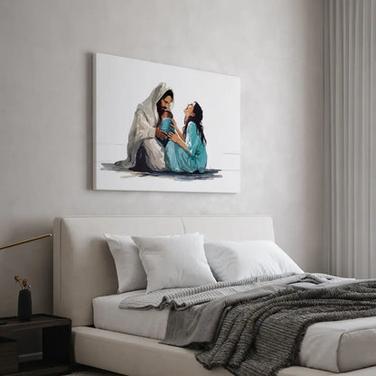 The Lord Holds My Heart Christian wall art in a peaceful bedroom
