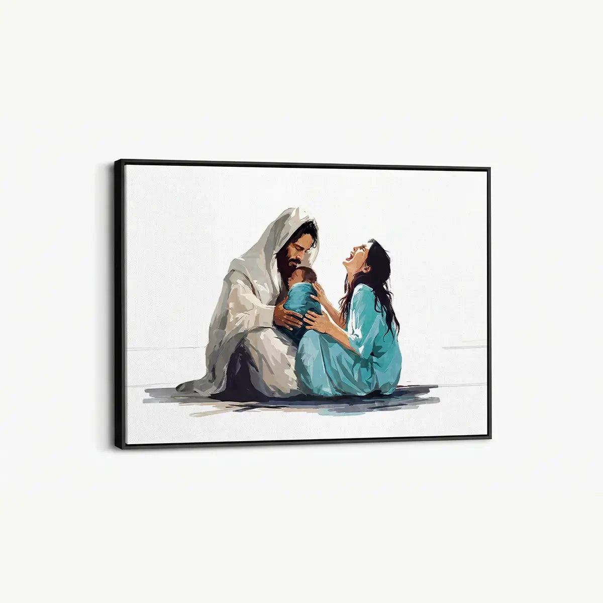 The Lord Holds My Heart Christian canvas art showing Jesus offering comfort and care
